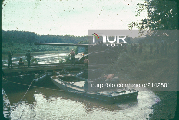 Crossing the river . Vietnam War - Around 1967. 