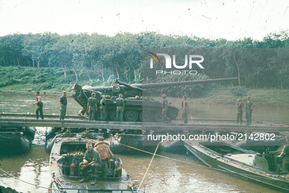 Crossing the river . Vietnam War - Around 1967. 