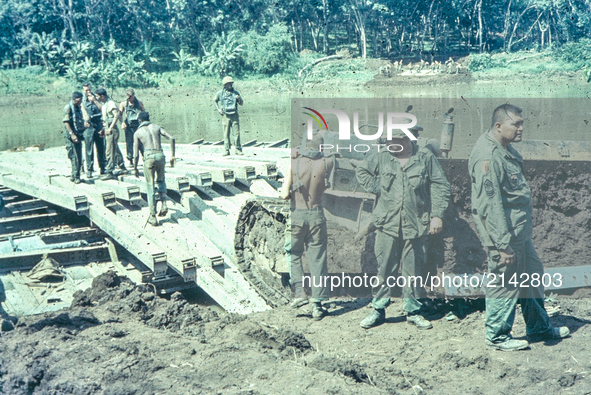 Crossing the river . Vietnam War - Around 1967. 