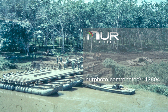 Crossing the river . Vietnam War - Around 1967. 