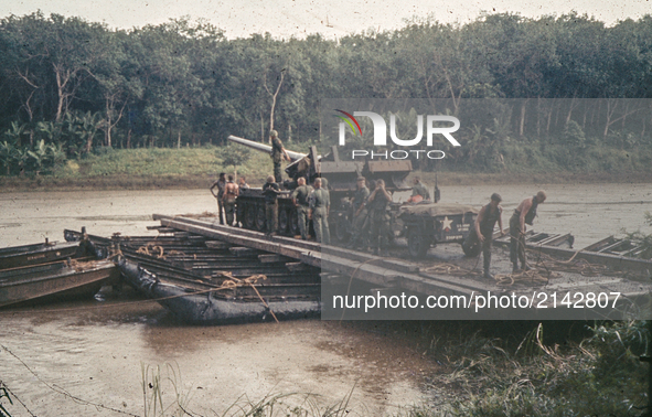 Crossing the river . Vietnam War - Around 1967. 