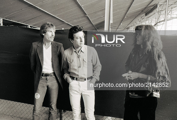 American singer, songwriter and guitarist Joe Ely (born February 9, 1947, Amarillo, Texas, United States) during a backstage concert in 1981...