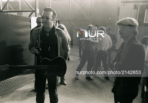 American singer, songwriter and guitarist Joe Ely (born February 9, 1947, Amarillo, Texas, United States) during a backstage concert in 1981...