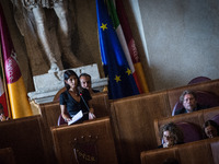 Mayor of Rome Virginia Raggi speacks during a City Council on the Atac crisis in Rome, Italy on 07 September 2017. (