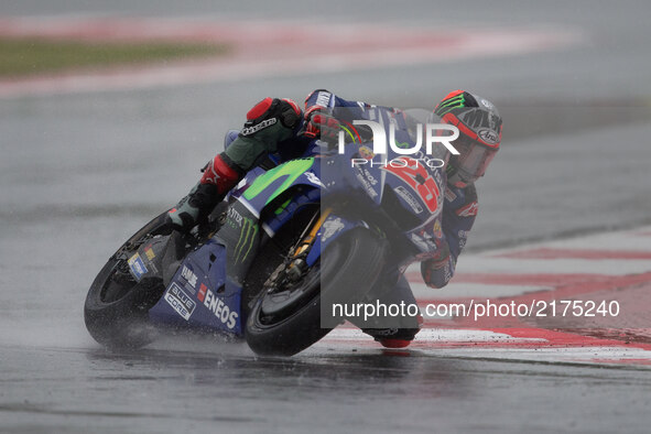 Maverick Vinales of Movistar Yamaha MotoGP during the Warm Up of the Tribul Mastercard Grand Prix of San Marino and Riviera di Rimini, at Mi...