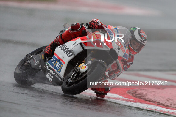 Jorge Lorenzo of Ducati Team during the Warm Up of the Tribul Mastercard Grand Prix of San Marino and Riviera di Rimini, at Misano World Cir...