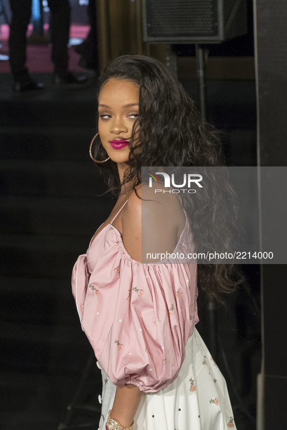 Singer Rihanna attends the 'Fenty Beauty' photocall at Callao cinema on September 23, 2017 in Madrid, Spain. 