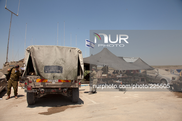 An Israel Defense Force outpost and resting area in Erez, for units engaging with Hamas militants inside the Gaza Strip. 