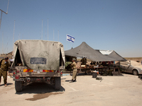 An Israel Defense Force outpost and resting area in Erez, for units engaging with Hamas militants inside the Gaza Strip. (