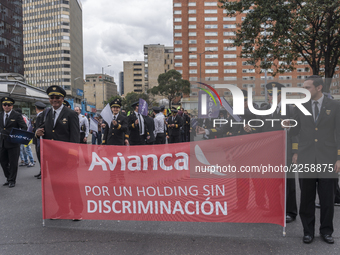 Pilots of ACDAC (Colombian Association of Civil Aviators) protesting the 22-day strike in Bogota, Colombia on 12 October 2017. (