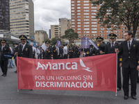 Pilots of ACDAC (Colombian Association of Civil Aviators) protesting the 22-day strike in Bogota, Colombia on 12 October 2017. (