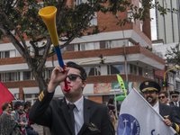 Pilots of ACDAC (Colombian Association of Civil Aviators) protesting the 22-day strike in Bogota, Colombia on 12 October 2017. (