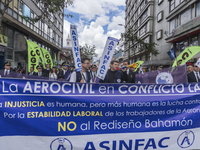 Pilots of ACDAC (Colombian Association of Civil Aviators) protesting the 22-day strike in Bogota, Colombia on 12 October 2017. (