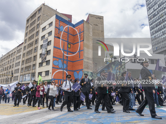 Pilots of ACDAC (Colombian Association of Civil Aviators) protesting the 22-day strike in Bogota, Colombia on 12 October 2017. (