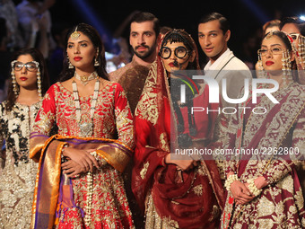 Fashion models  walks on the ramp during the 1st  day of the PFDC L`Oreal Paris Bridal Week 2017. 14 October 2017 , Lahore Pakistan . Nur ph...