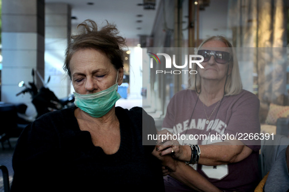 Journalists on hunger strike in Athens, Greece, October 16, 2017. Four women are on hunger strike for the 6th day demanding the survival of...