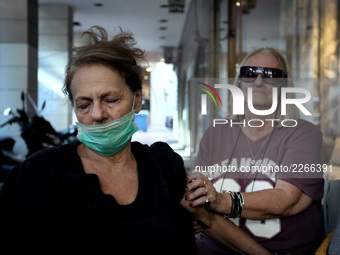 Journalists on hunger strike in Athens, Greece, October 16, 2017. Four women are on hunger strike for the 6th day demanding the survival of...