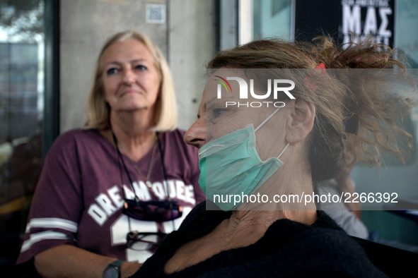 Journalists on hunger strike in Athens, Greece, October 16, 2017. Four women are on hunger strike for the 6th day demanding the survival of...