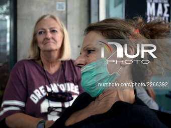 Journalists on hunger strike in Athens, Greece, October 16, 2017. Four women are on hunger strike for the 6th day demanding the survival of...