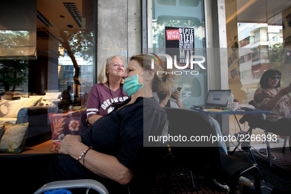 Journalists on hunger strike in Athens, Greece, October 16, 2017. Four women are on hunger strike for the 6th day demanding the survival of...