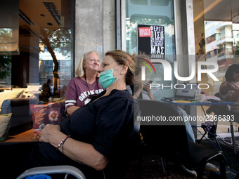 Journalists on hunger strike in Athens, Greece, October 16, 2017. Four women are on hunger strike for the 6th day demanding the survival of...