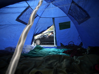 Journalists on hunger strike in Athens, Greece, October 16, 2017. Four women are on hunger strike for the 6th day demanding the survival of...