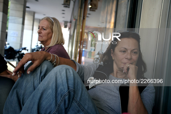 Journalists on hunger strike in Athens, Greece, October 16, 2017. Four women are on hunger strike for the 6th day demanding the survival of...