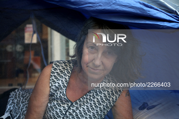 Journalists on hunger strike in Athens, Greece, October 16, 2017. Four women are on hunger strike for the 6th day demanding the survival of...