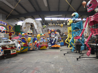 Workers of the 'Taller el Volador' made  the manufacture of skulls and catrinas that will be used for the Day of the Dead Parade inspired by...