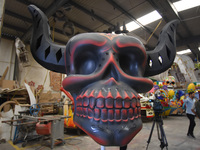 Workers of the 'Taller el Volador' made  the manufacture of skulls and catrinas that will be used for the Day of the Dead Parade inspired by...