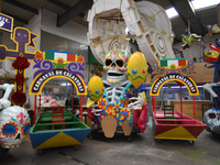 Workers of the 'Taller el Volador' made  the manufacture of skulls and catrinas that will be used for the Day of the Dead Parade inspired by...