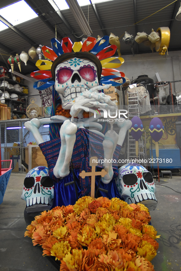 Workers of the 'Taller el Volador' made  the manufacture of skulls and catrinas that will be used for the Day of the Dead Parade inspired by...