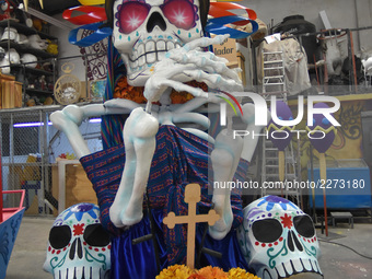 Workers of the 'Taller el Volador' made  the manufacture of skulls and catrinas that will be used for the Day of the Dead Parade inspired by...