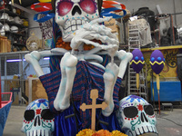 Workers of the 'Taller el Volador' made  the manufacture of skulls and catrinas that will be used for the Day of the Dead Parade inspired by...