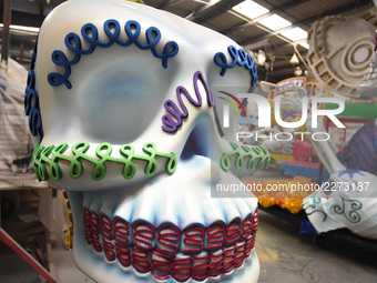 Workers of the 'Taller el Volador' made  the manufacture of skulls and catrinas that will be used for the Day of the Dead Parade inspired by...