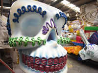 Workers of the 'Taller el Volador' made  the manufacture of skulls and catrinas that will be used for the Day of the Dead Parade inspired by...