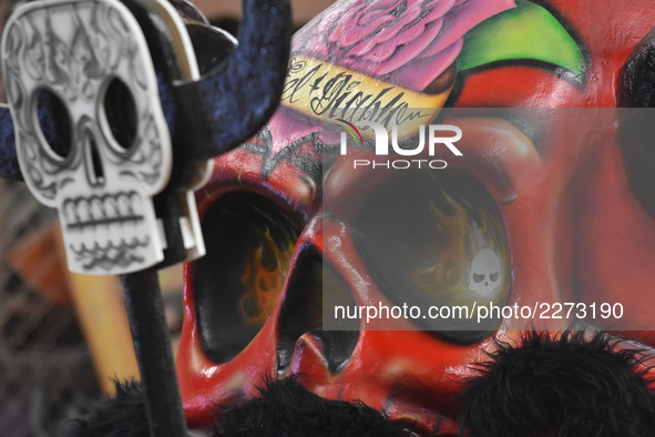 Workers of the 'Taller el Volador' made  the manufacture of skulls and catrinas that will be used for the Day of the Dead Parade inspired by...