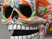 Workers of the 'Taller el Volador' made  the manufacture of skulls and catrinas that will be used for the Day of the Dead Parade inspired by...