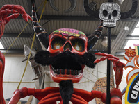 Workers of the 'Taller el Volador' made  the manufacture of skulls and catrinas that will be used for the Day of the Dead Parade inspired by...