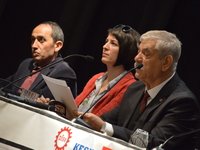 Turkey's main anti-government labour unions hold a joint press conference against the state of emergency with the slogan 'We do not want the...