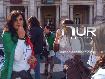 Teachers of the early childhood sector in Roma, protest at the piazza del campidoglio by chained up at the Marc aurel statue  against labour...