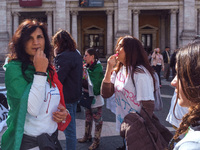 Teachers of the early childhood sector in Roma, protest at the piazza del campidoglio by chained up at the Marc aurel statue  against labour...