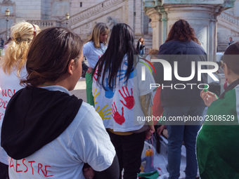 Teachers of the early childhood sector in Roma, protest at the piazza del campidoglio by chained up at the Marc aurel statue  against labour...