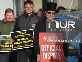 Members of N.B.R.U. (National Bus & Rail Union) , T.E.E.U. (Technical Engineering & Electrical Union) and SIPTU (ervices Industrial Professi...