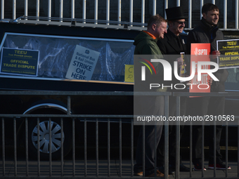 Striking rail workers, members of NBRU (National Bus & Rail Union), TEEU (Technical Engineering & Electrical Union) and SIPTU (services Indu...