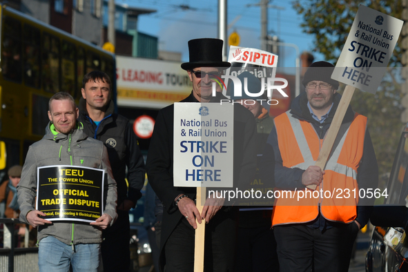 Members of N.B.R.U. (National Bus & Rail Union) , T.E.E.U. (Technical Engineering & Electrical Union) and SIPTU (ervices Industrial Professi...