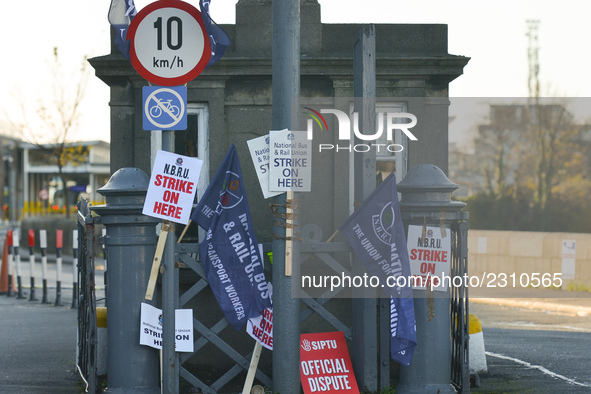 Members of N.B.R.U. (National Bus & Rail Union) , T.E.E.U. (Technical Engineering & Electrical Union) and SIPTU (ervices Industrial Professi...