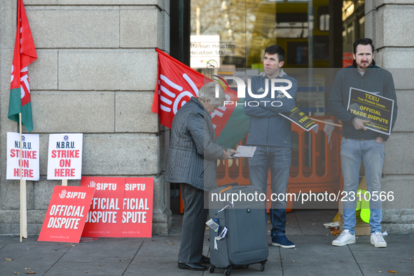 Members of N.B.R.U. (National Bus & Rail Union) , T.E.E.U. (Technical Engineering & Electrical Union) and SIPTU (ervices Industrial Professi...