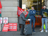 Members of N.B.R.U. (National Bus & Rail Union) , T.E.E.U. (Technical Engineering & Electrical Union) and SIPTU (ervices Industrial Professi...