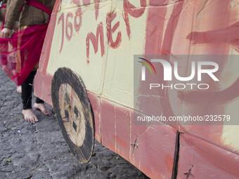 Bajaj transporation imitation during the Karnaval at Dieng. Dieng plateau in Central Java, is part of the district of Banjarnegara and Wonos...